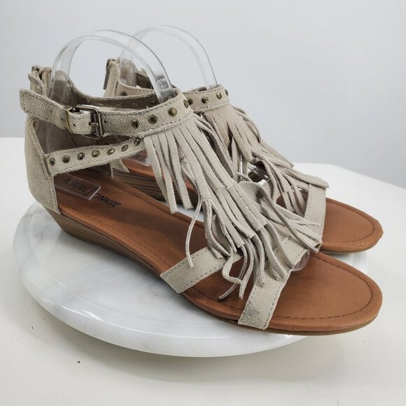 Minnie Tonka Suede Leather Fringe Boho Western Monaco Sandal Shoes Size 9 - Picture 1 of 10